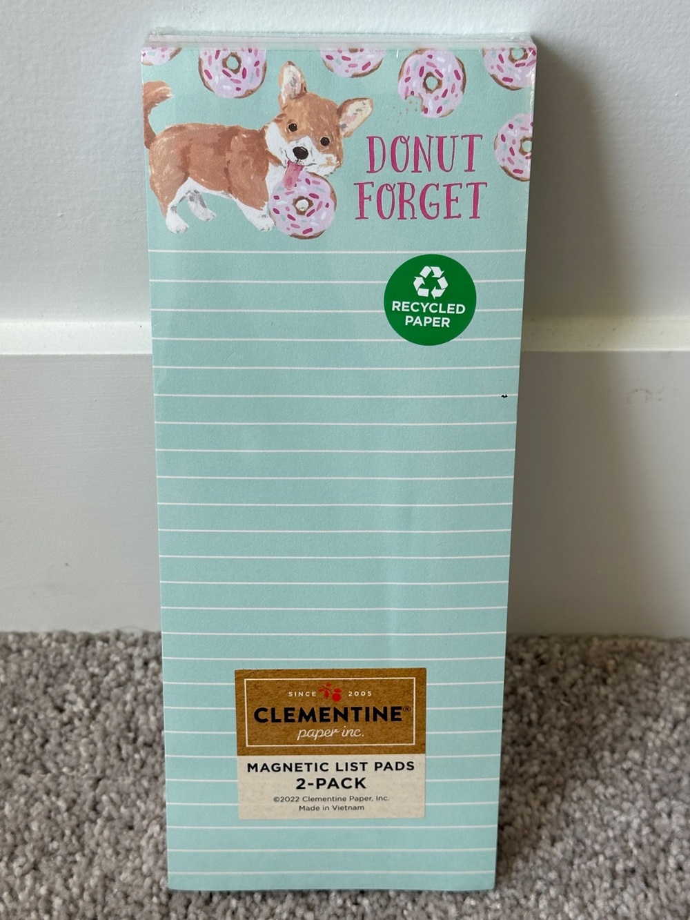 Clementine Paper Corgi Donut Forget Mint Magnetic Ruled List Pads - 2-Pack